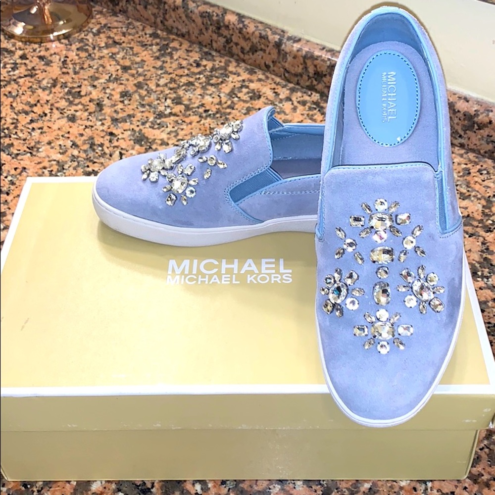 Suede Michael Kors slip one-pale blue- size 6.5